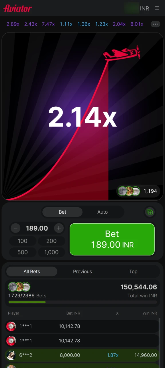 The mobile browser version of BC Game Aviator for those who don't want to download the app.