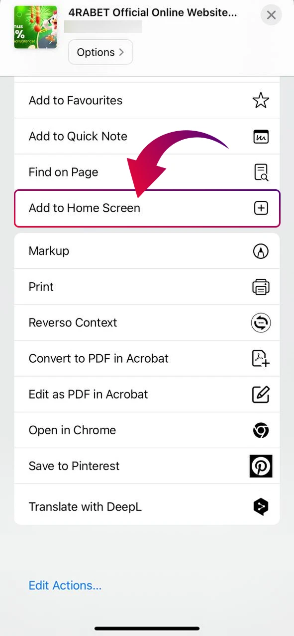 Select add to the home screen.