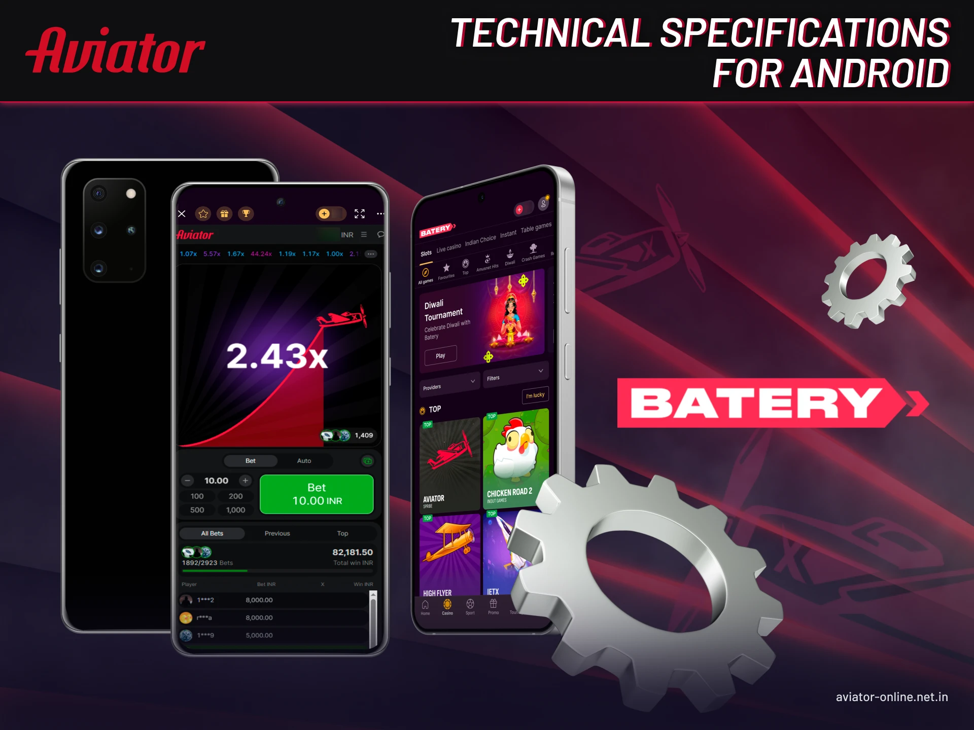 Basic requirements for running the Batery app on Android devices.
