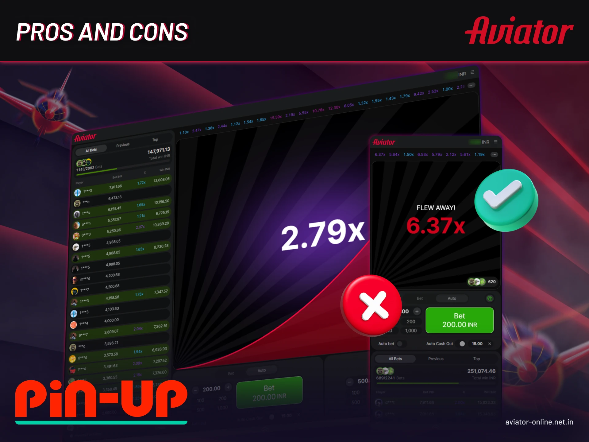Pros and cons of using Pin Up mobile app for Android and iOS.