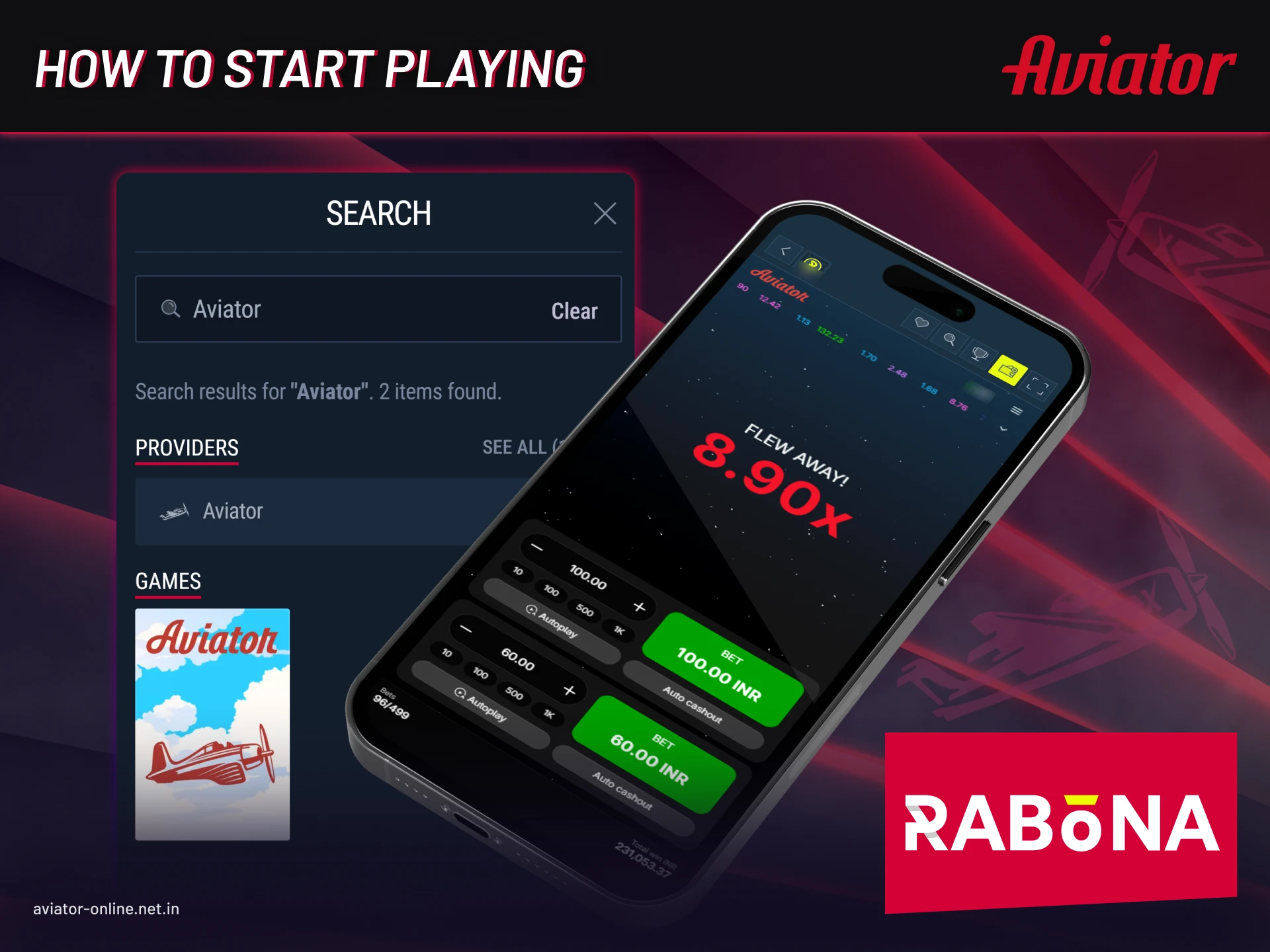 Starting Rabona Aviator gameplay on Android and iOS in India.