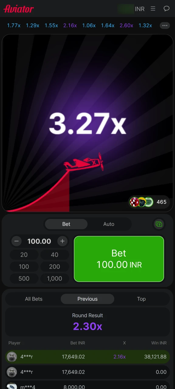 Rising multiplier during a live round in Indibet Aviator app gameplay.