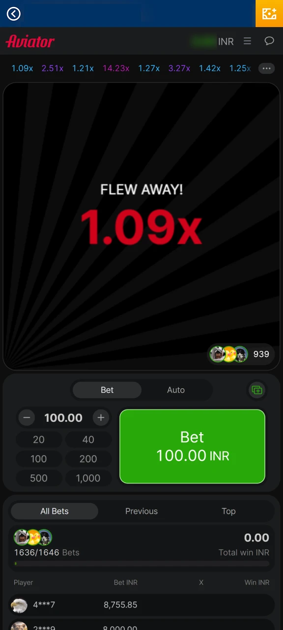 End of a round in Mostbet Aviator app when plane takes off and multiplier stops.