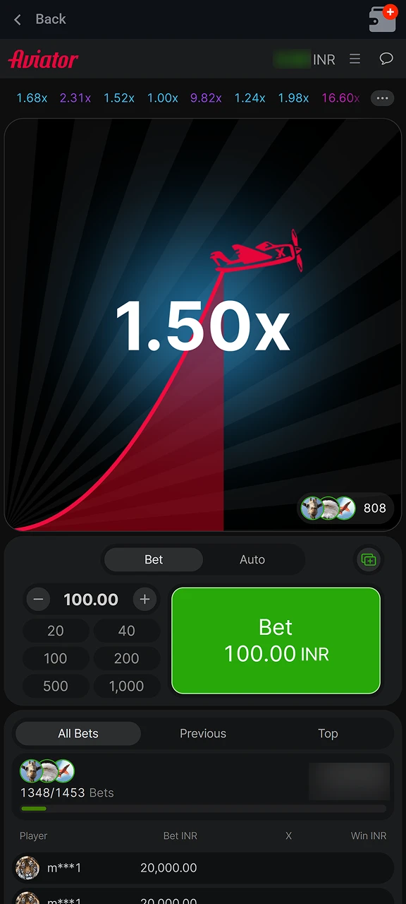 How the multiplier grows in real time in Pin Up Aviator mobile app.