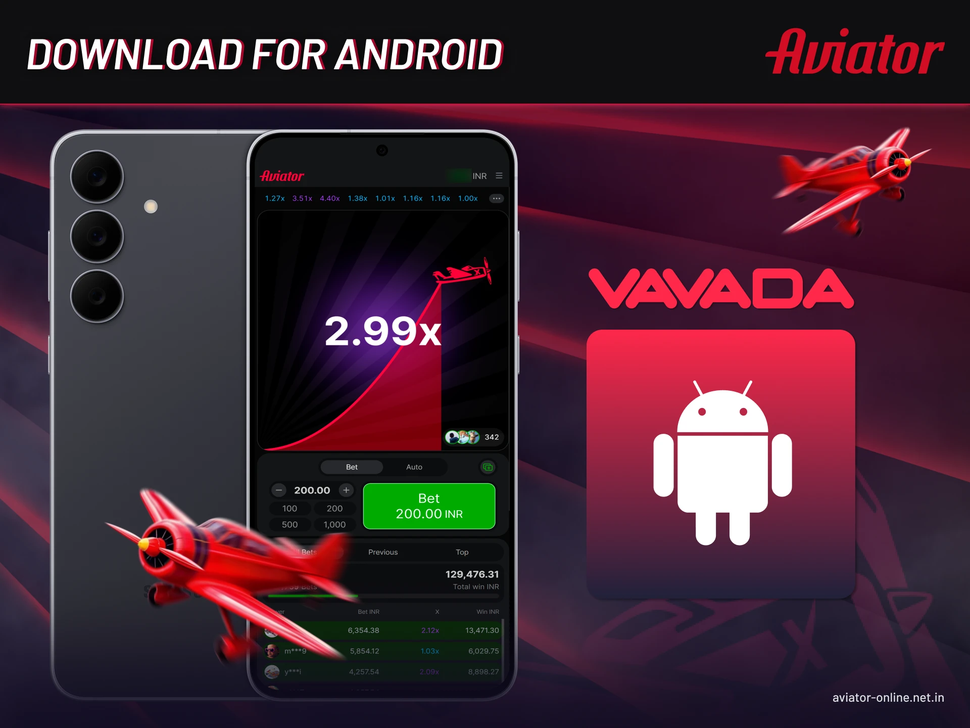 Download Vavada Aviator APK for Android to play the game on mobile.